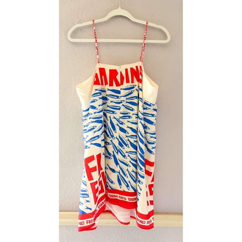 Nice To Meet You Sardine Nautical Fish Print Mini Dress Euro Summer Size XL - Picture 4 of 4